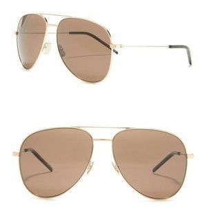 NWT Saint Laurent Classic Aviator Sunglasses Brown